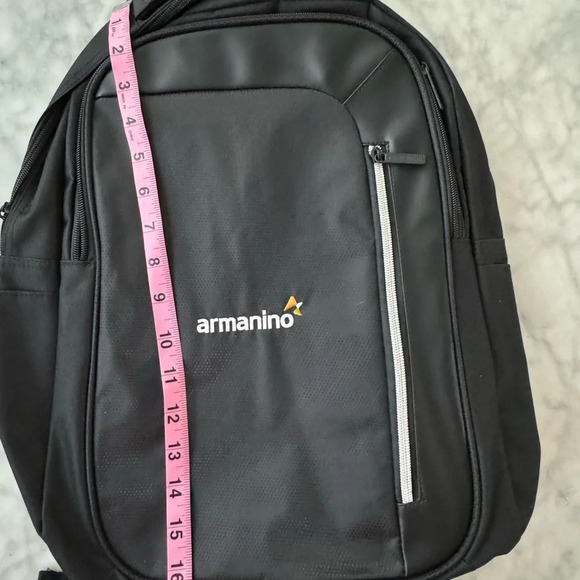 Black Backpack with 3 compartments for stuff NWOT 12x17x4 - Picture 3 of 10